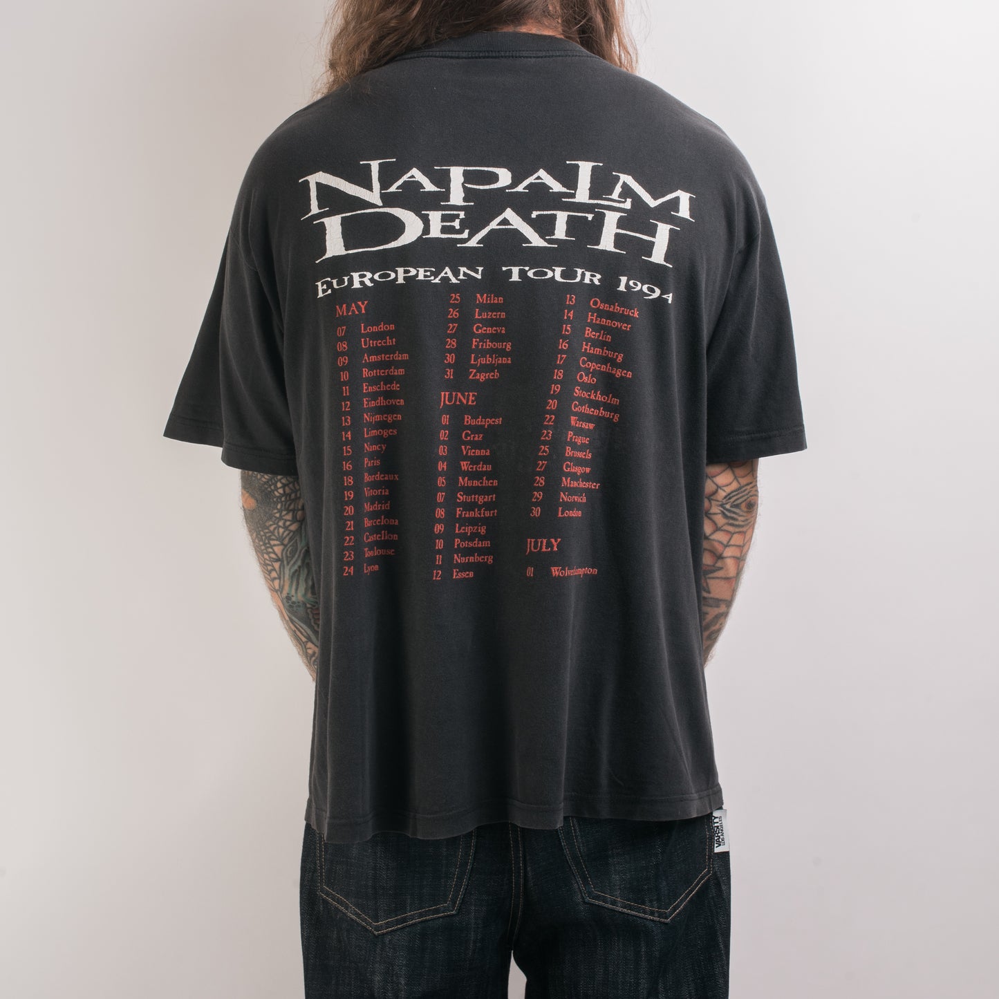 Vintage 1994 Napalm Death European Tour T-Shirt