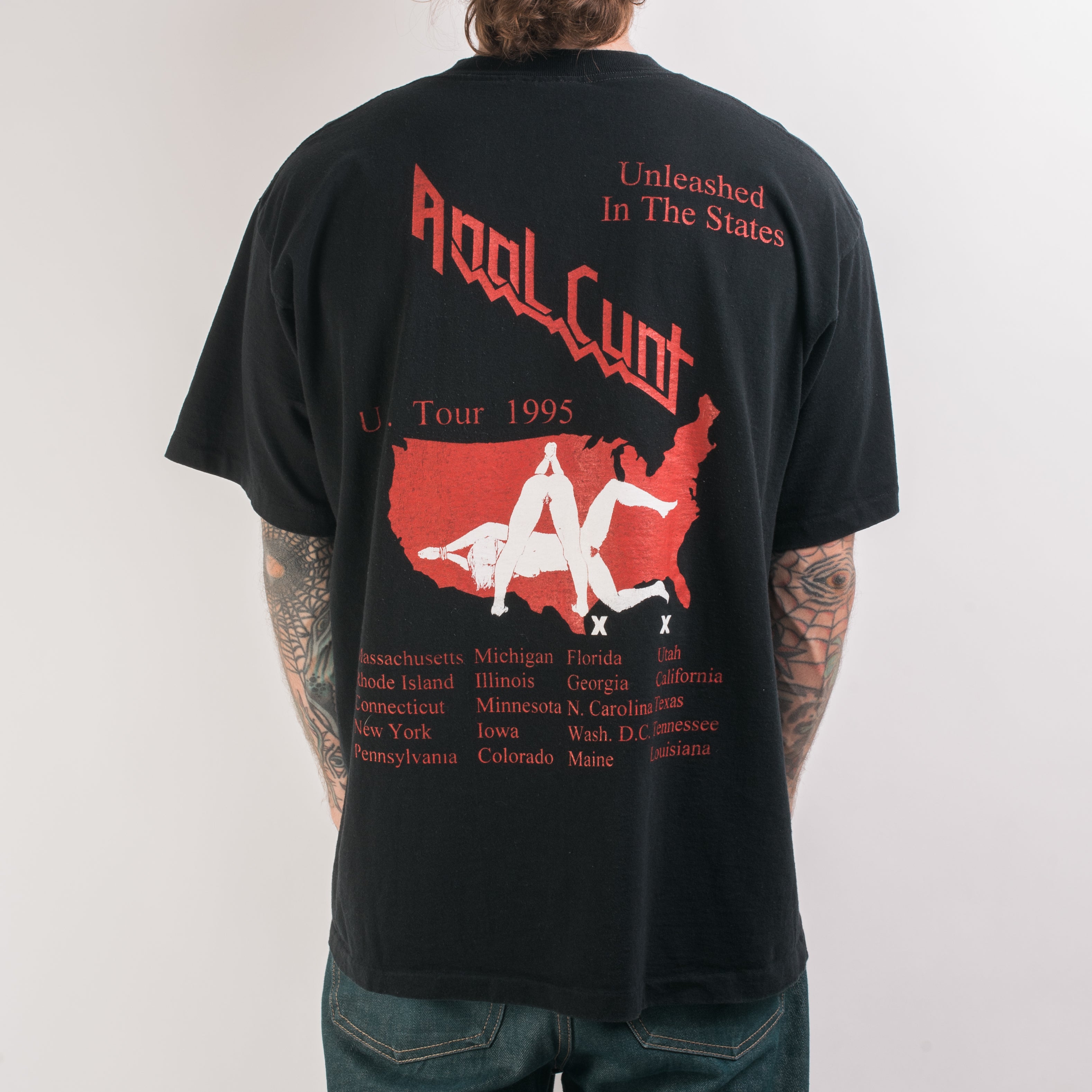 Vintage 1995 Anal Cunt Unleashed Tour T-Shirt – Mills Vintage USA