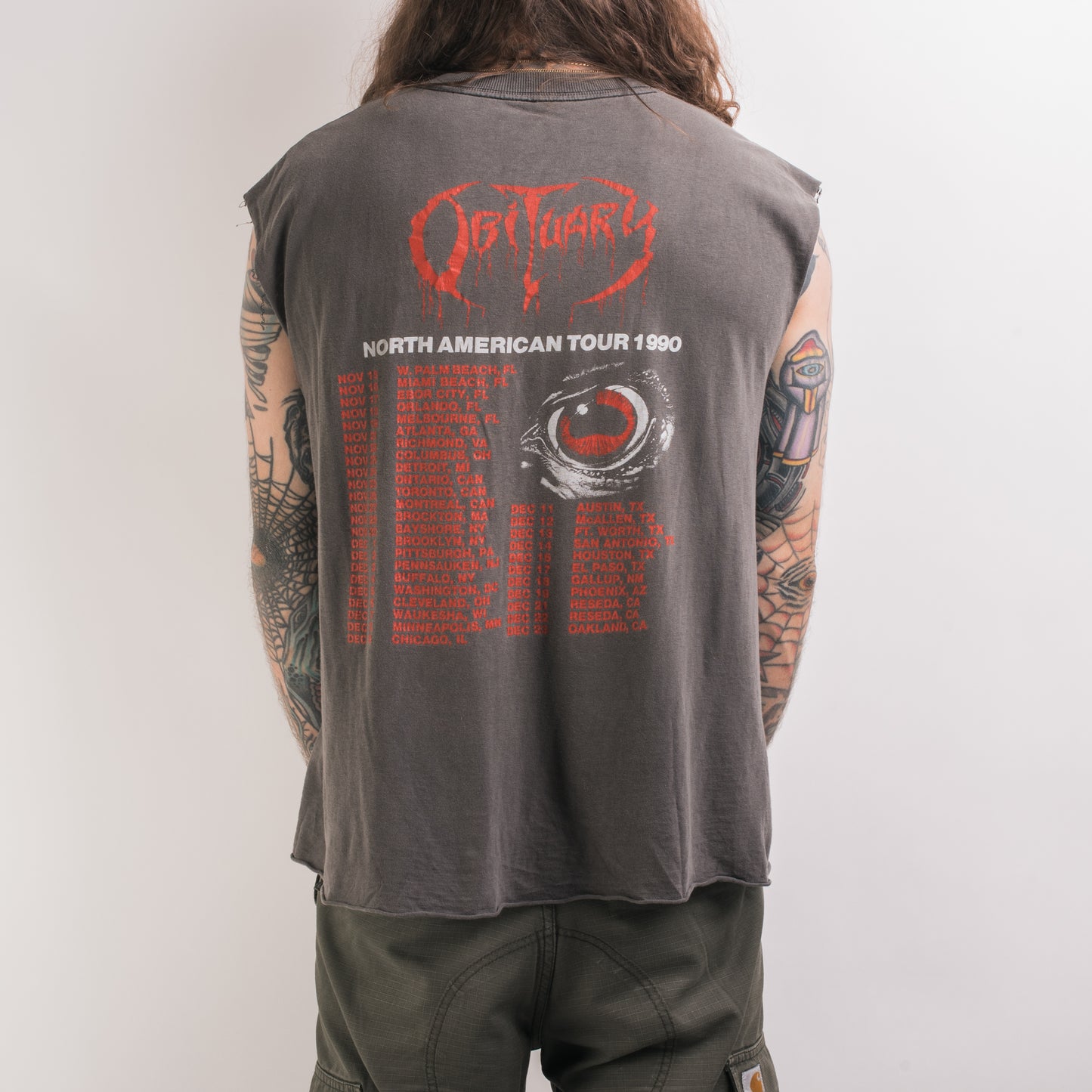 Vintage 1990 Obituary Cause Of Death Tour T-Shirt