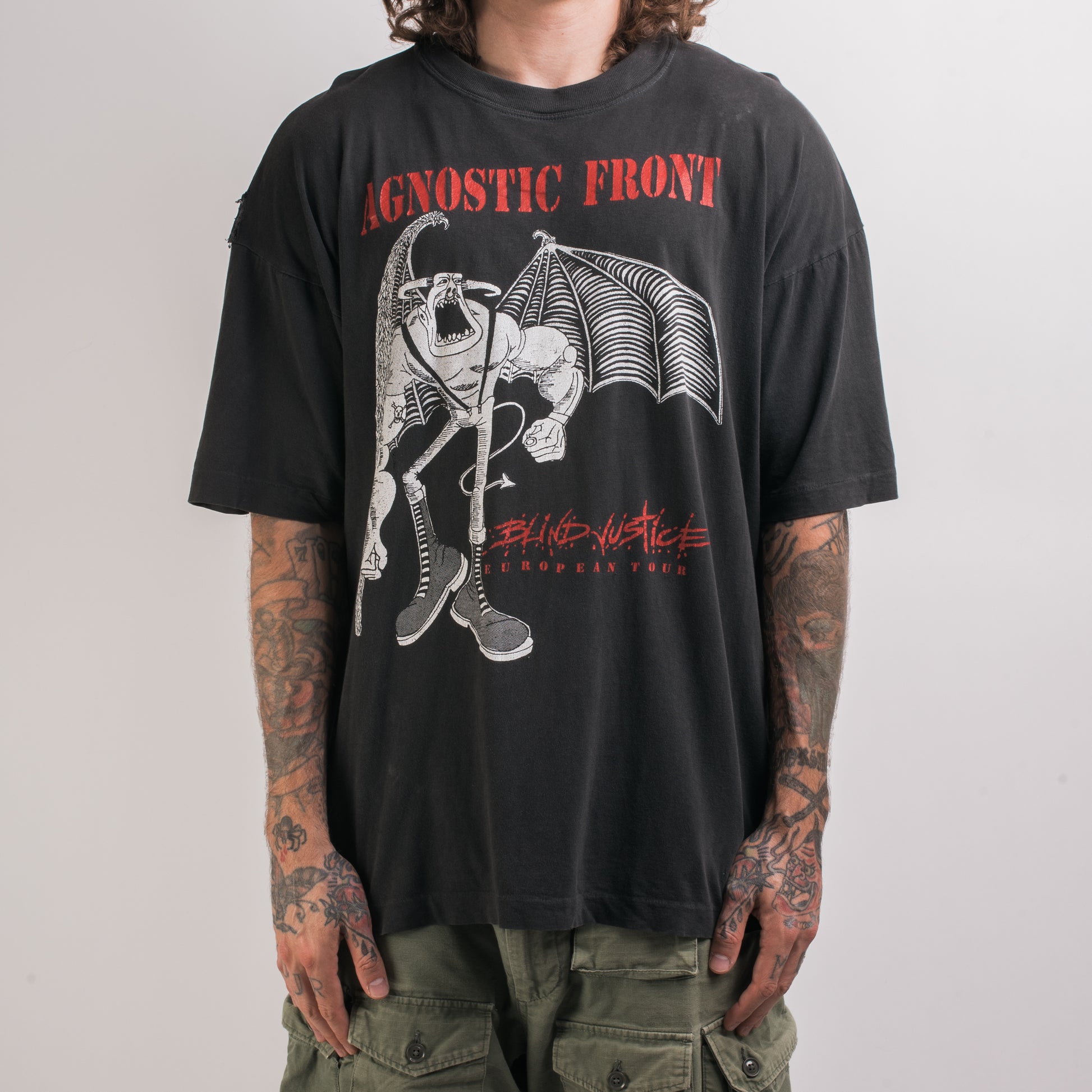 Vintage 90’s Agnostic Front Blind Justice Tour T-Shirt – Mills Vintage USA