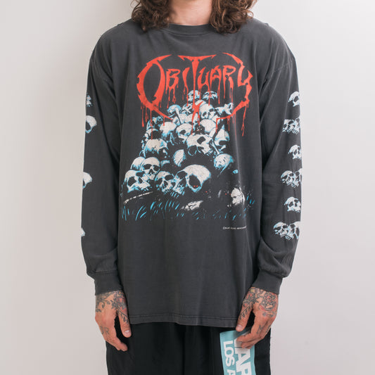 Vintage 1991 Obituary Pile Of Skulls Longsleeve