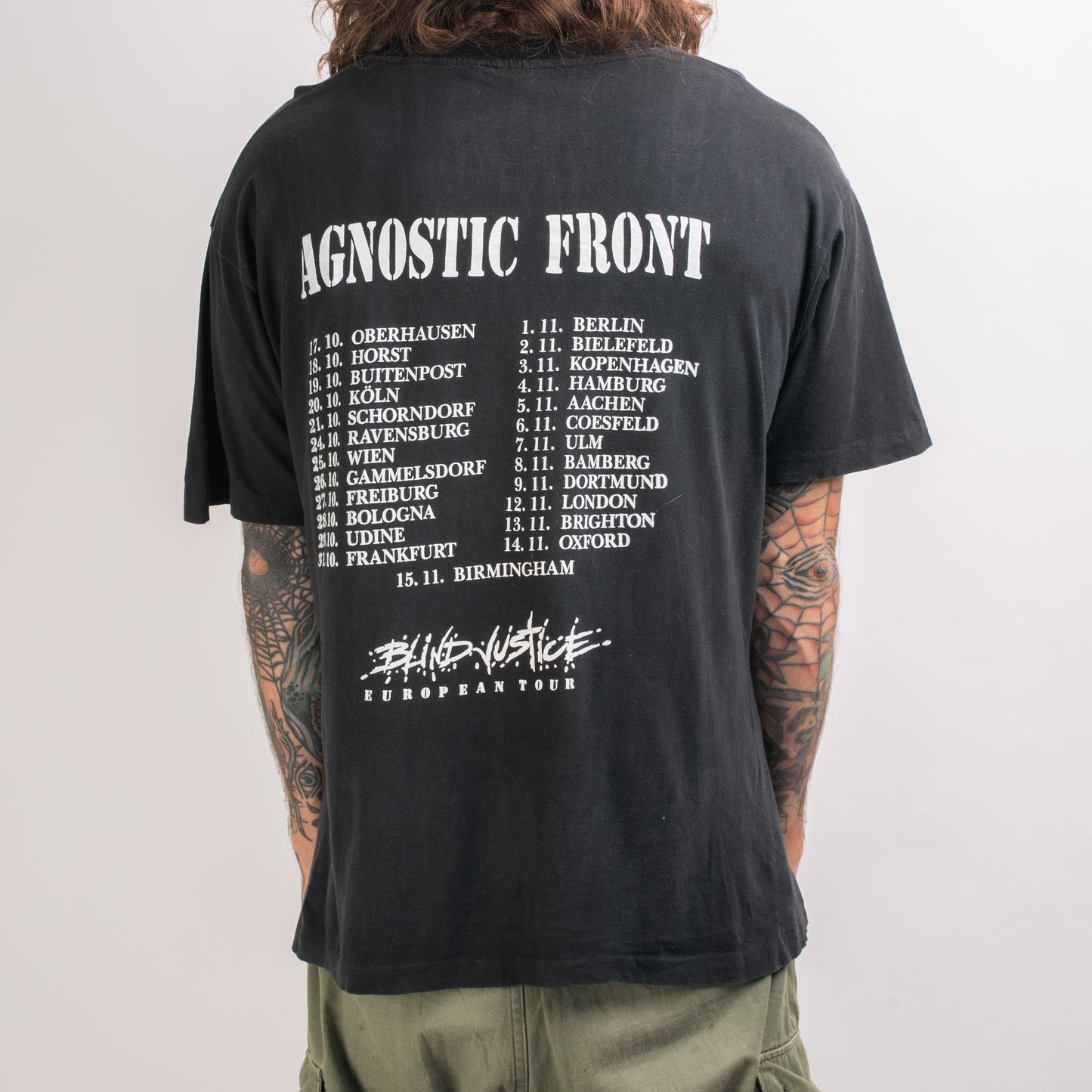 Vintage 90’s Agnostic Front Blind Justice European Tour T-Shirt