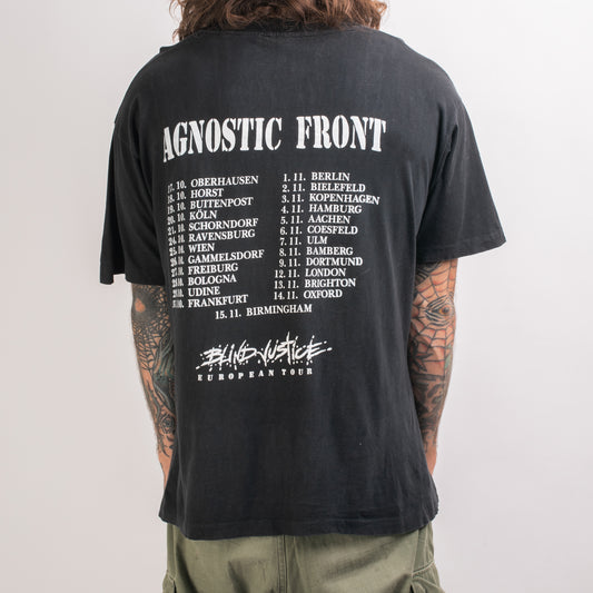 Vintage 90’s Agnostic Front Blind Justice European Tour T-Shirt