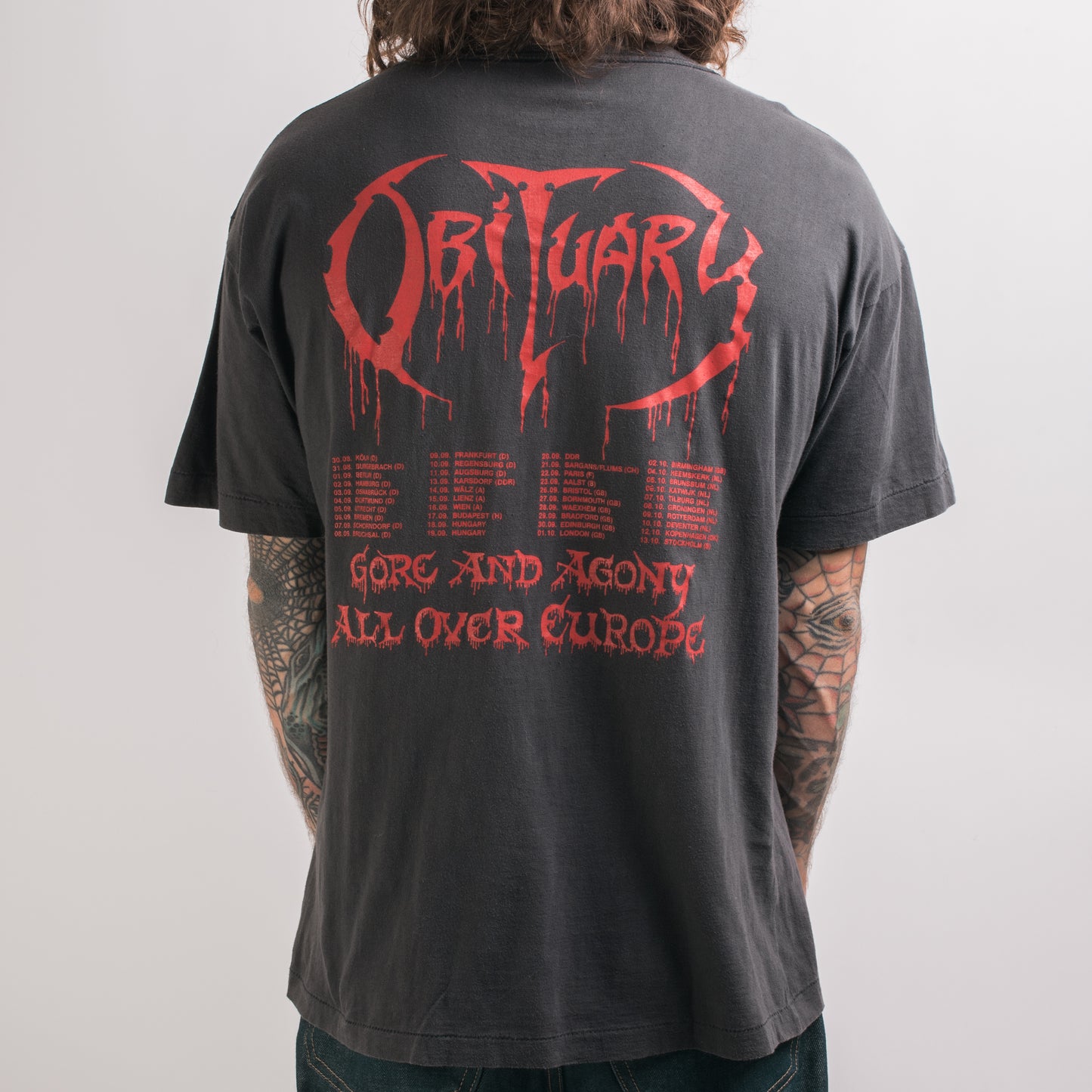 Vintage 90’s Obituary Gore And Agony All Over Europe Tour T-Shirt