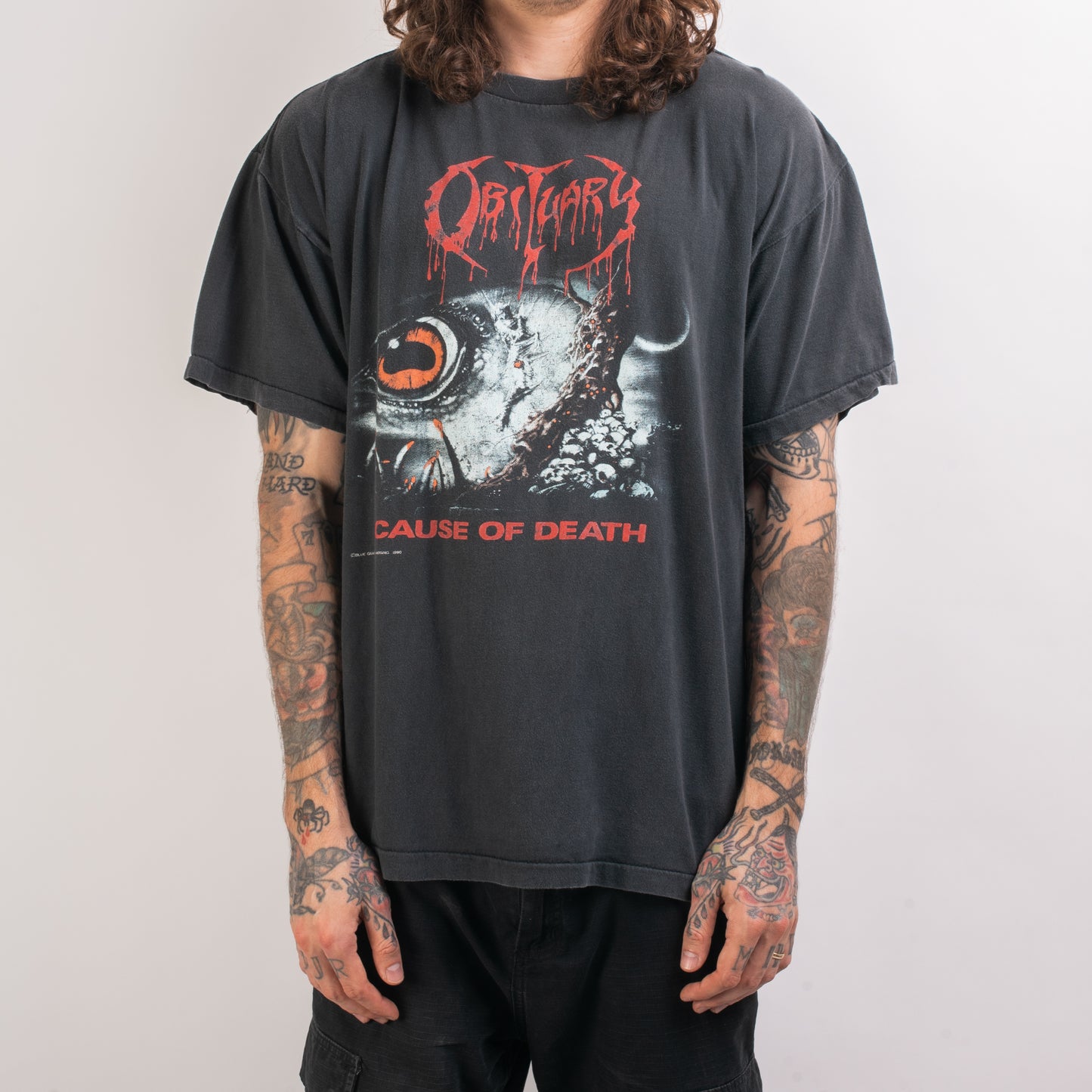 Vintage 1990 Obituary Cause Of Death Euro Tour T-Shirt