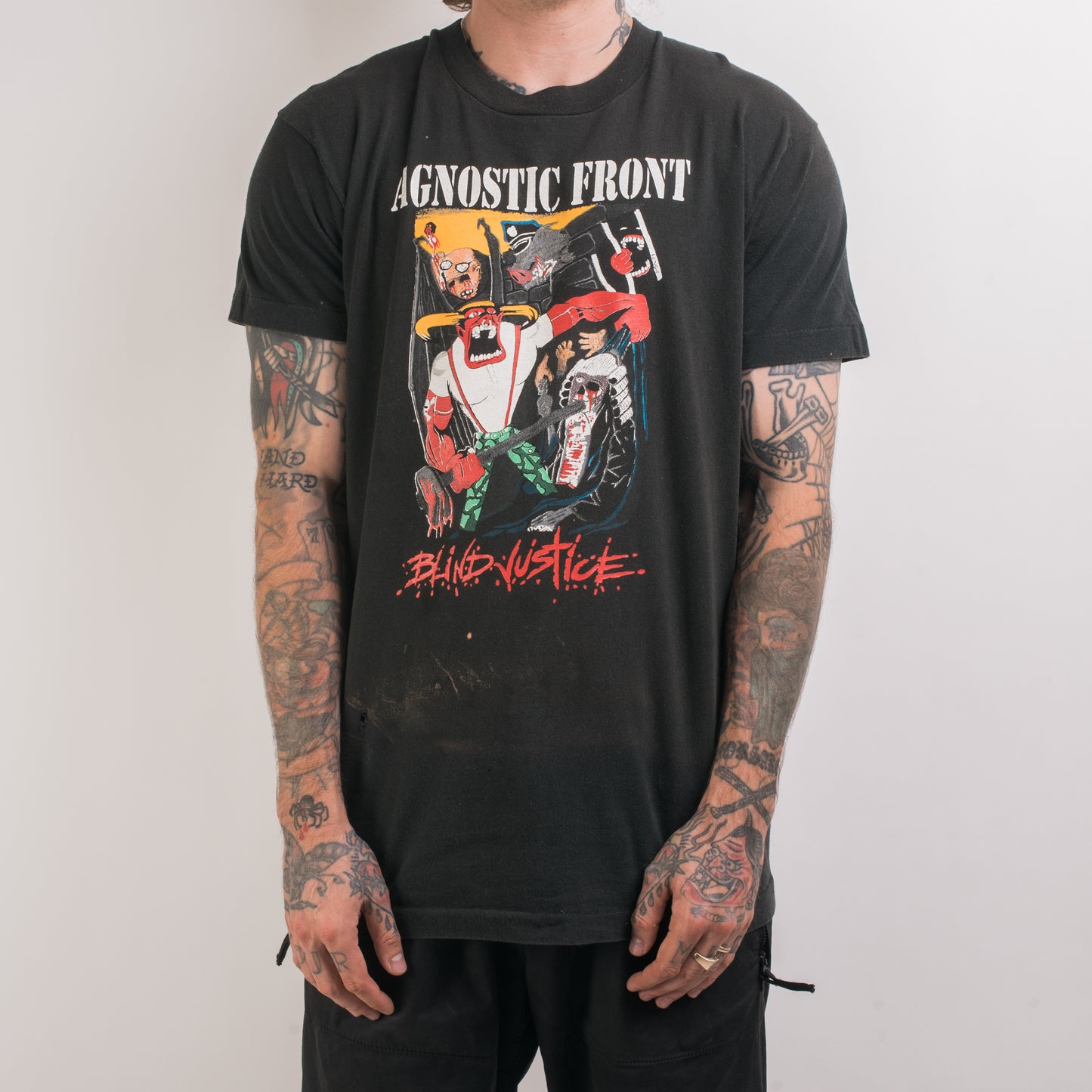 Vintage 1990 Agnostic Front Blind Justice Tour T-Shirt