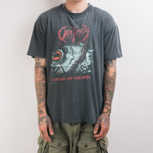 Vintage 1990 Obituary Cause Of Death T-Shirt