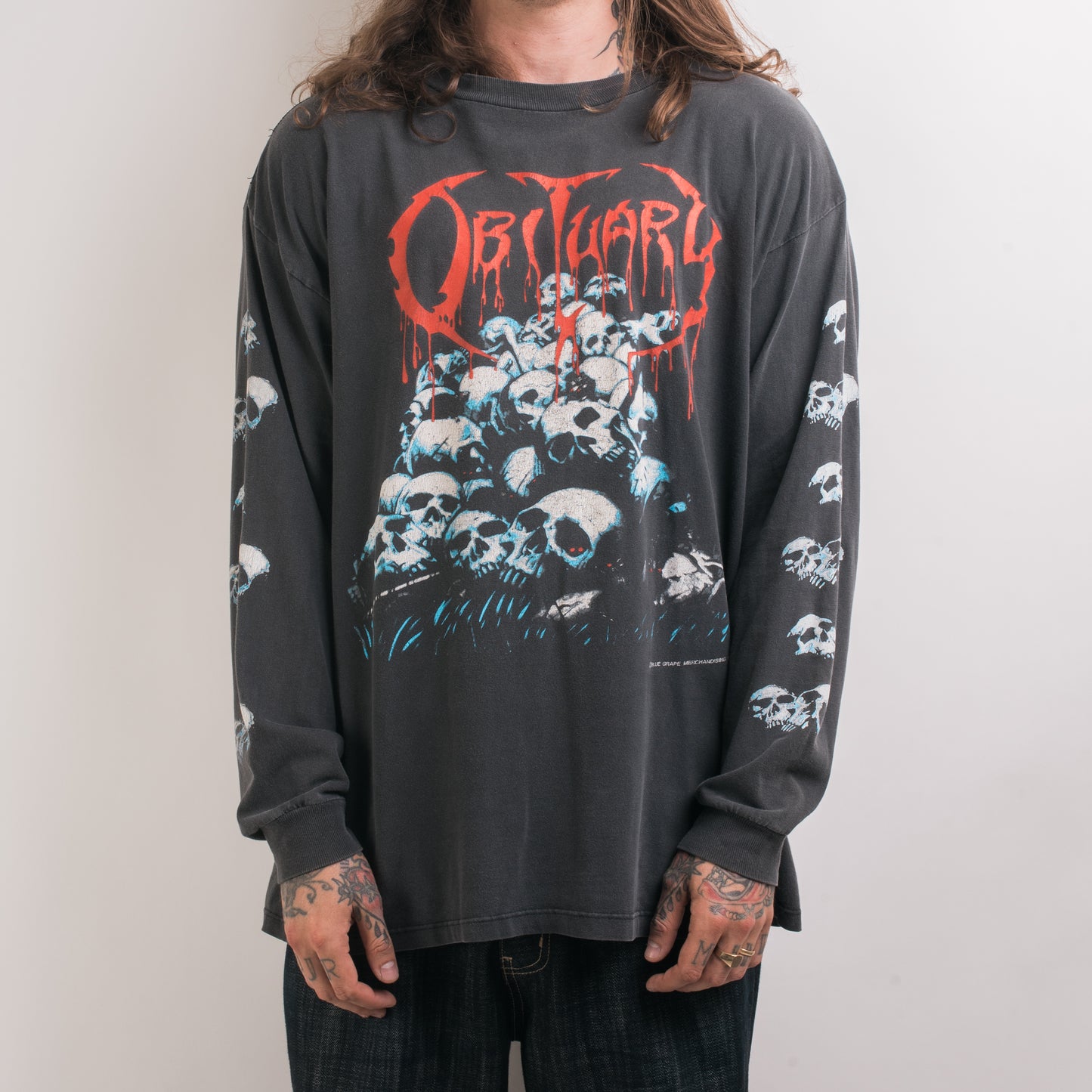 Vintage 1991 Obituary Pile Of Skulls Longsleeve