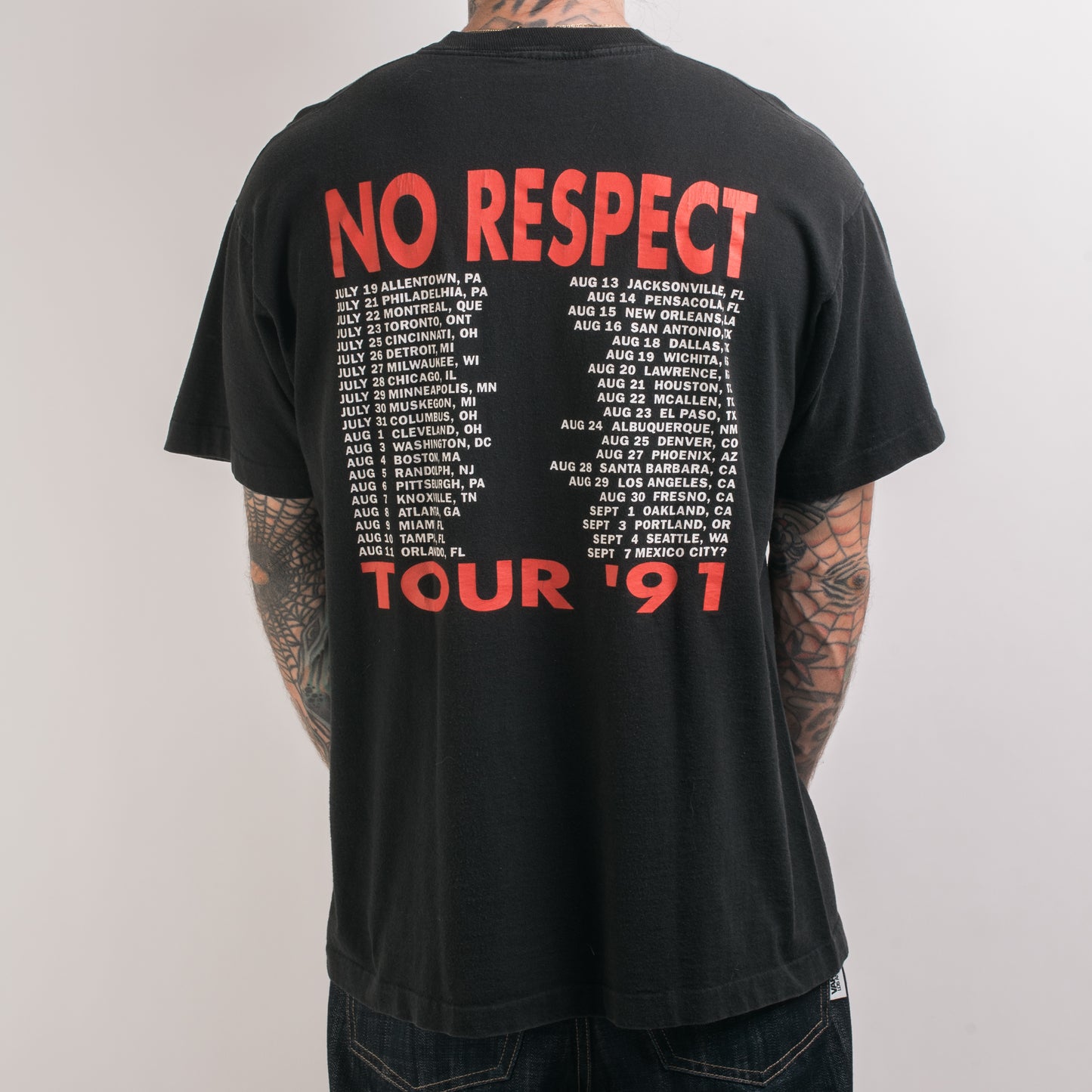 Vintage 1991 Sick Of It All No Respect Tour T-Shirt