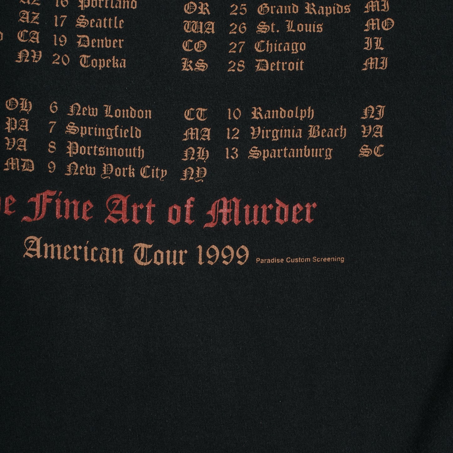 Vintage 1999 Malevolent Creation The Fine Art of Murder Tour T-Shirt