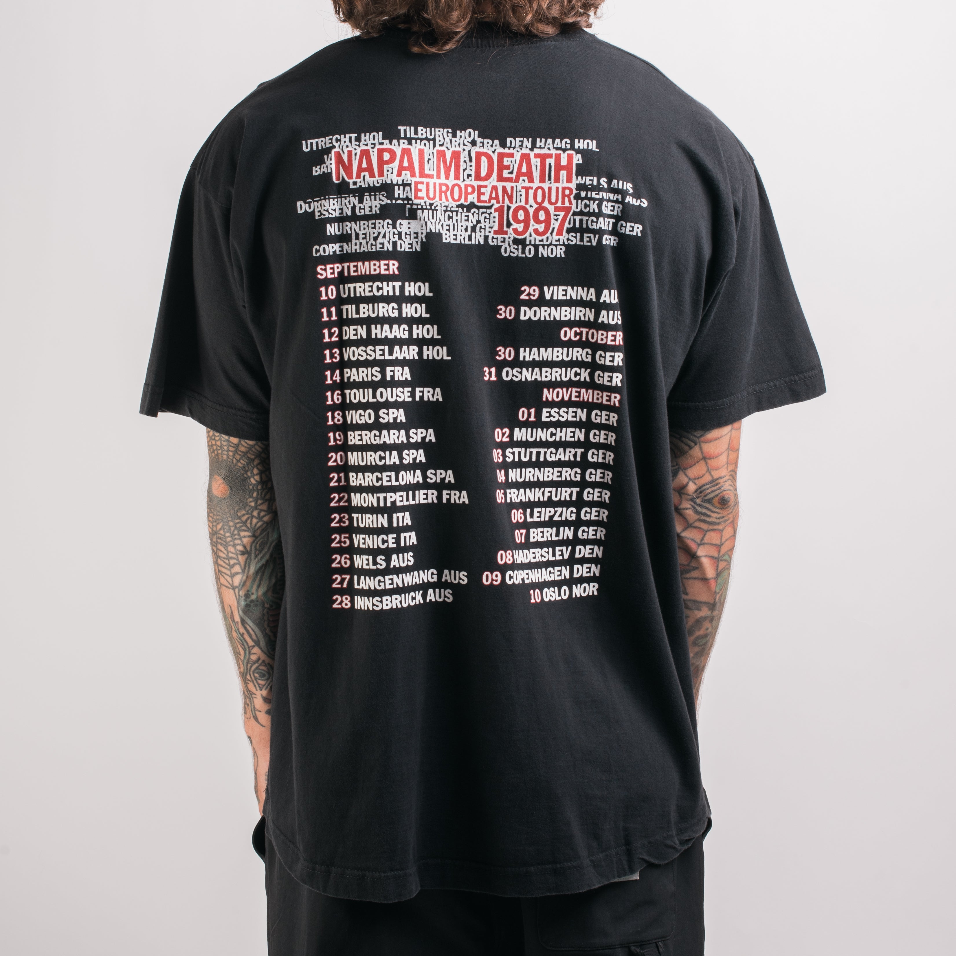 Vintage 1997 Napalm Death Inside The Torn Apart European Tour T-Shirt