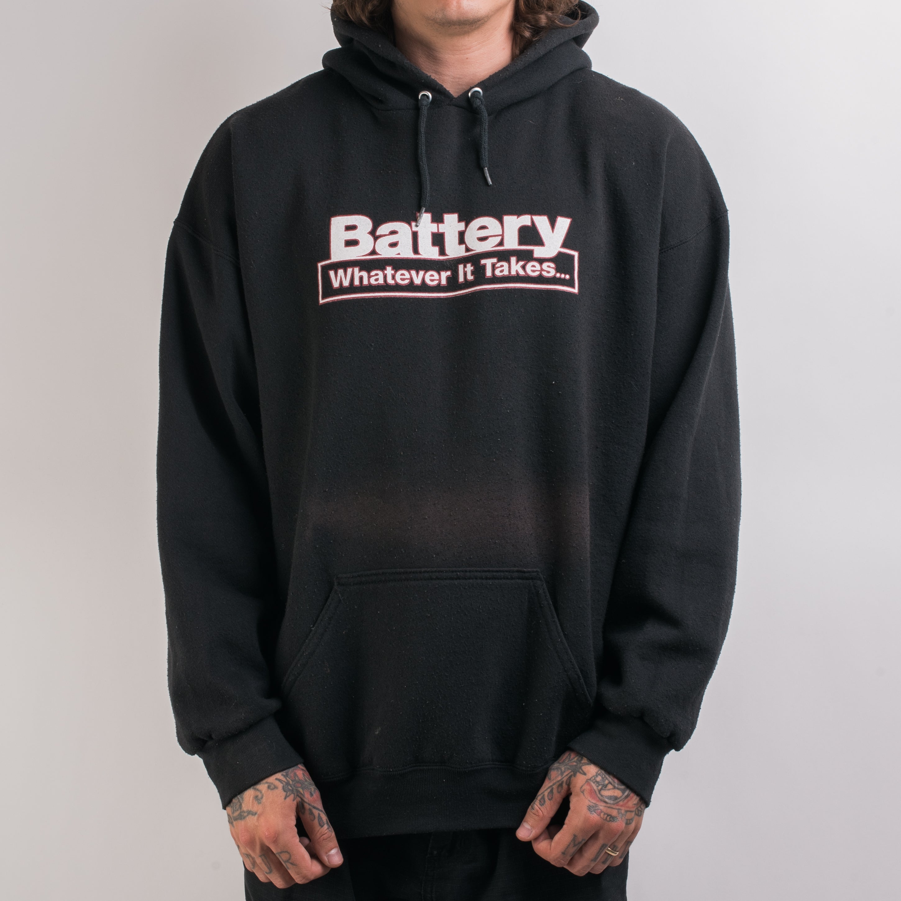 Vintage 90 s Battery Whatever It Takes Hoodie Mills Vintage USA