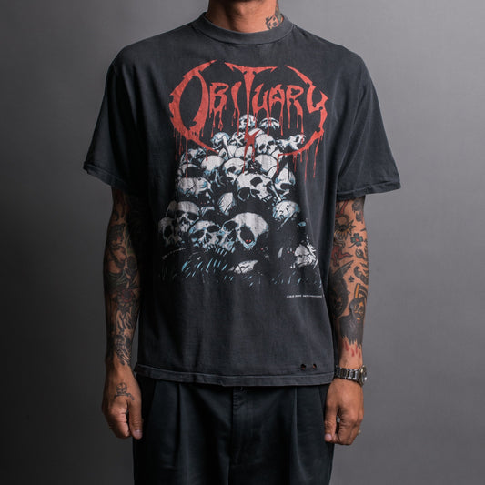 Vintage 1991 Obituary Cause Of Death Pile Of Skulls Tour T-Shirts