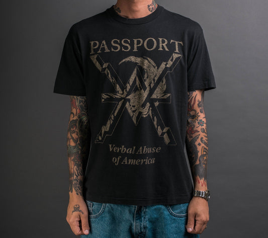 Vintage 1990 Verbal Abuse Passport European Tour T-Shirt