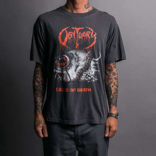 Vintage 1990 Obituary Cause Of Death Tour T-Shirt