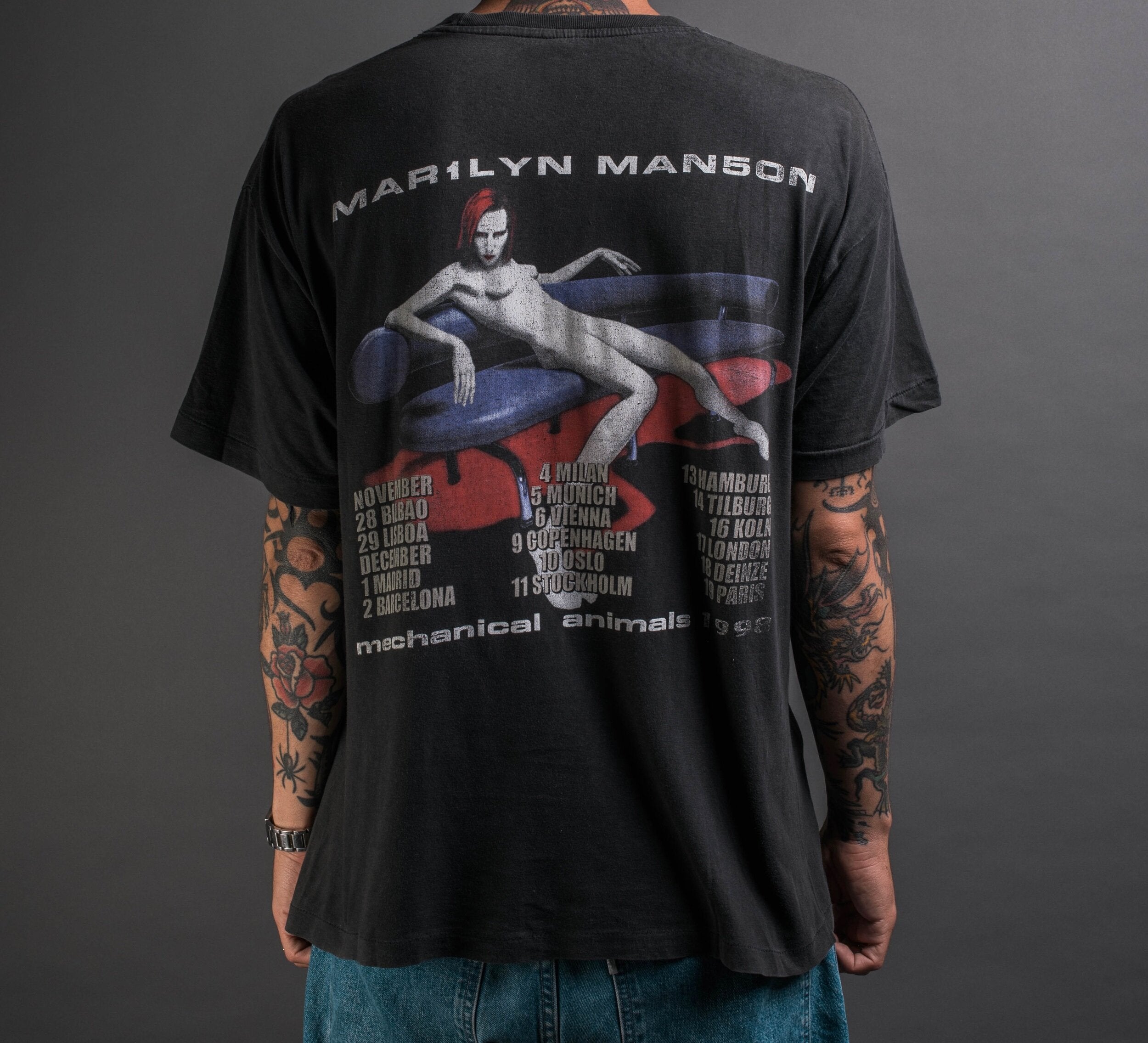 Vintage 1998 Marilyn Manson Mechanical Animal Euro Tour T-Shirt ...