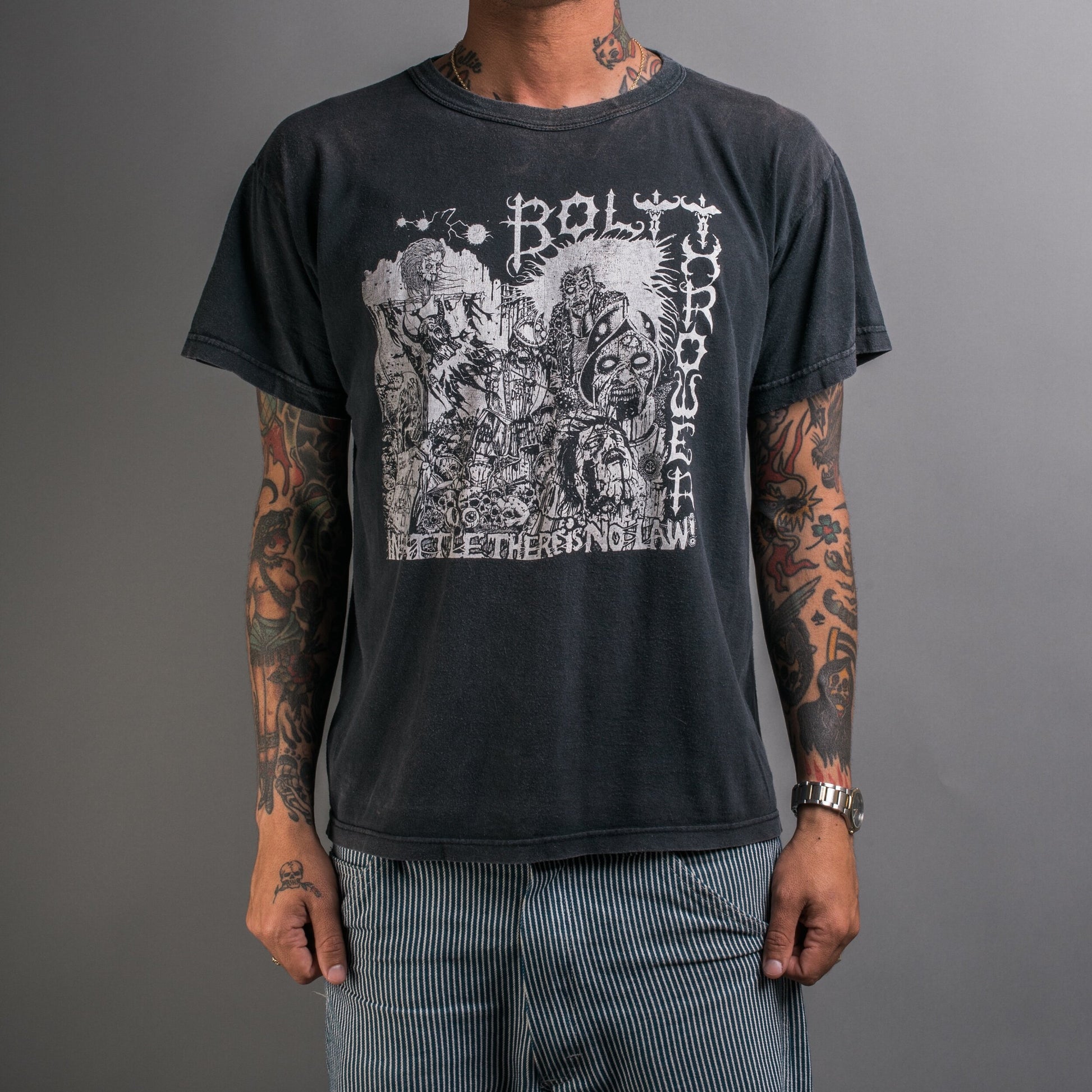 Vintage 90’s Bolt Thrower In Battle There Is No Law Boot T-Shirt ...