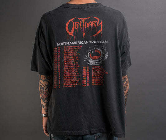 Vintage 1992 Obituary Cause of Death Tour T-Shirt