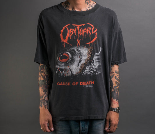 Vintage 1992 Obituary Cause of Death Tour T-Shirt