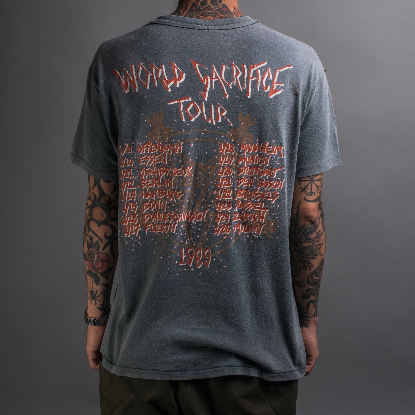 Vintage 1989 Slayer World Sacrifice Tour T-Shirt