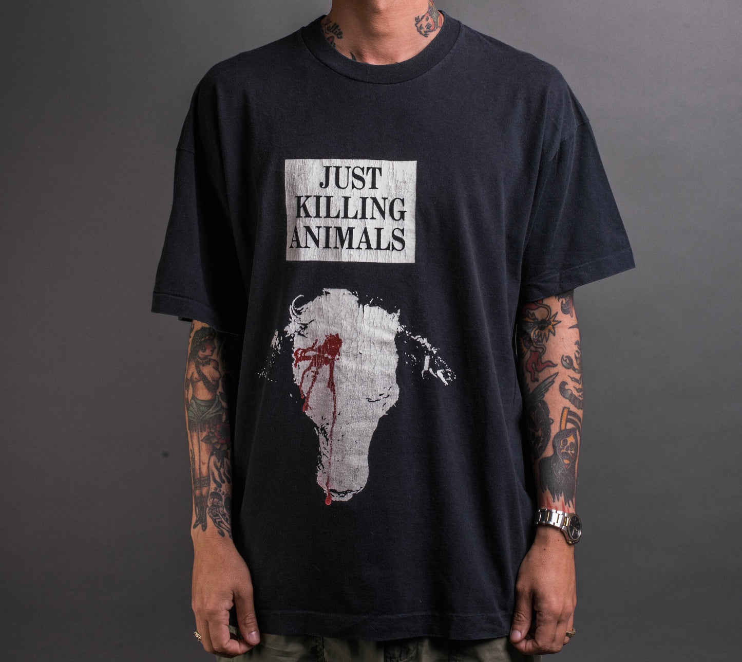 Vintage 90’s Just Killing Animals Go Vegan T-Shiry