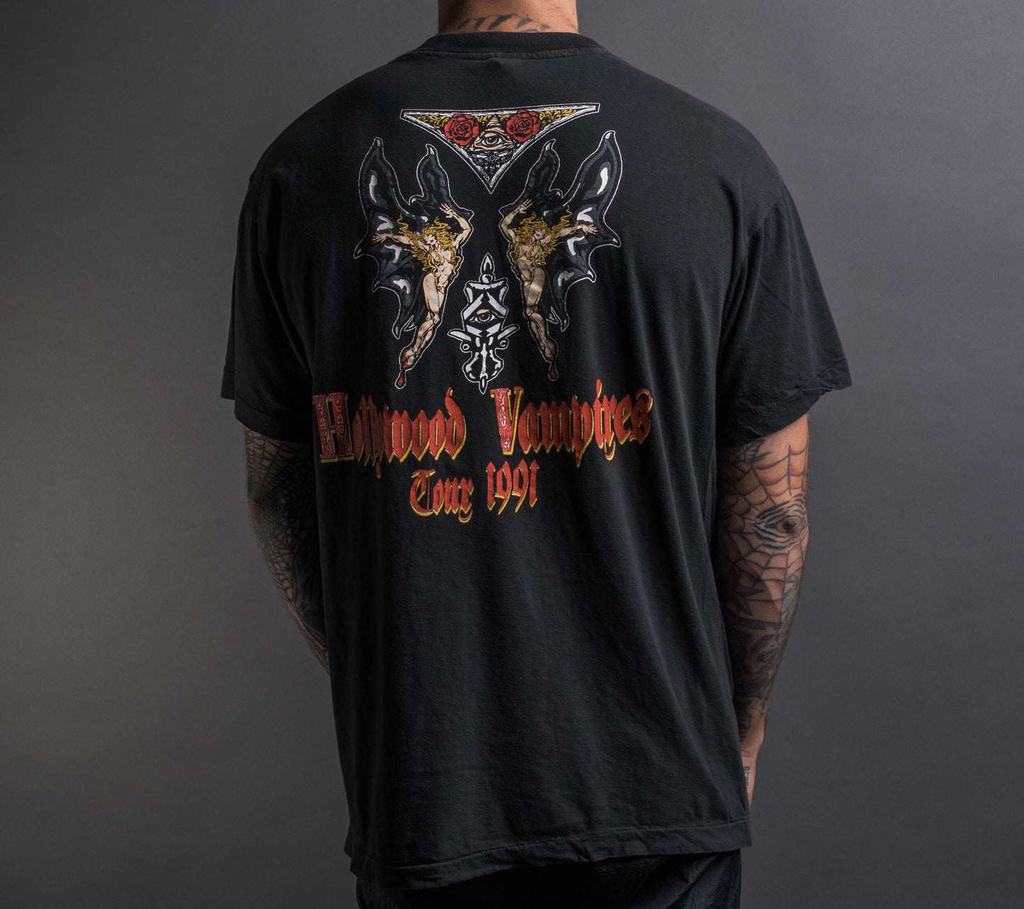 Vintage 1991 LA Guns Hollywood Vampires Tour T-Shirt