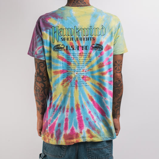 Vintage 1990 Hawkwind Space Bandits Tour Tie Dye T-Shirt