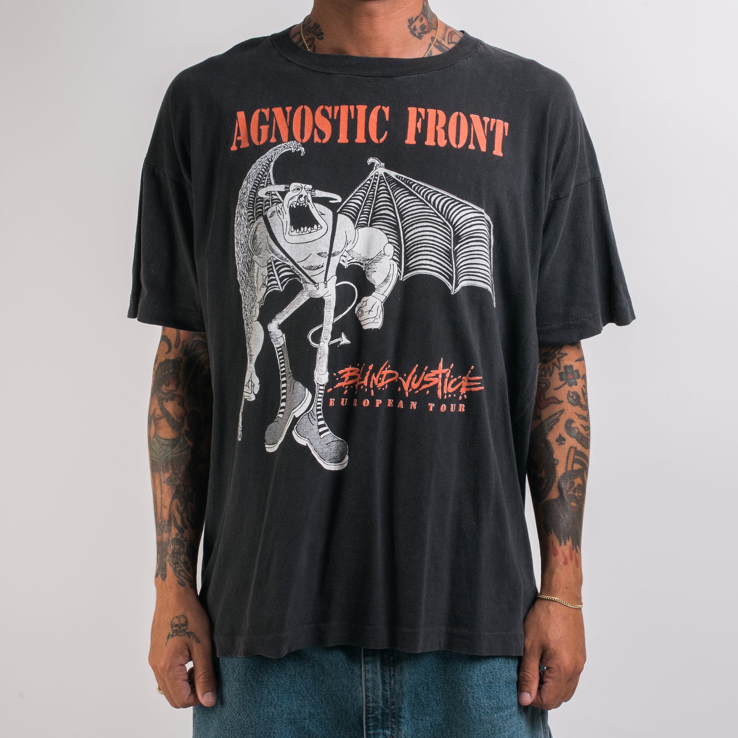 Vintage 90’s Agnostic Front Blind Justice European Tour T-Shirt