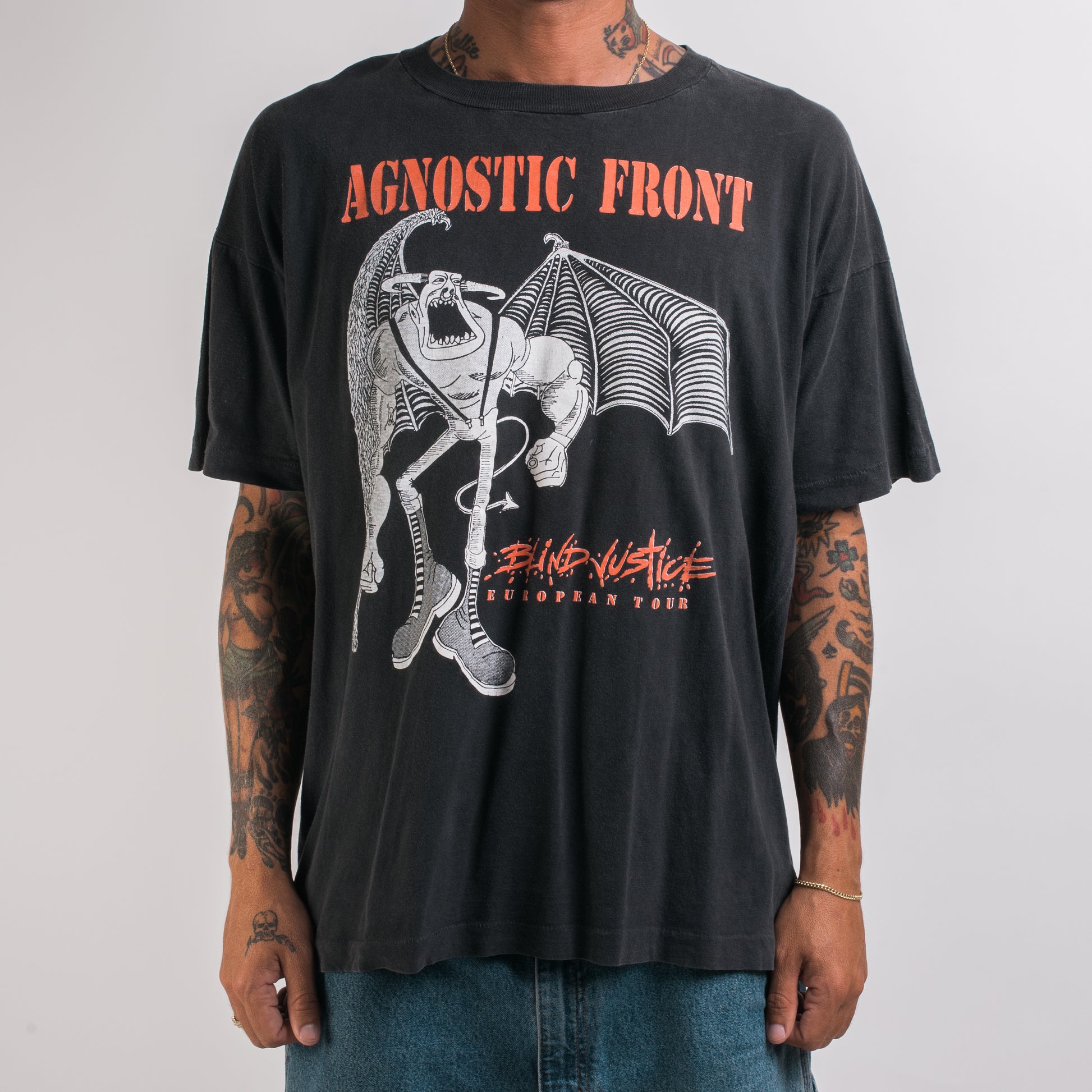 Vintage 90’s Agnostic Front Blind Justice European Tour T-Shirt – Mills ...