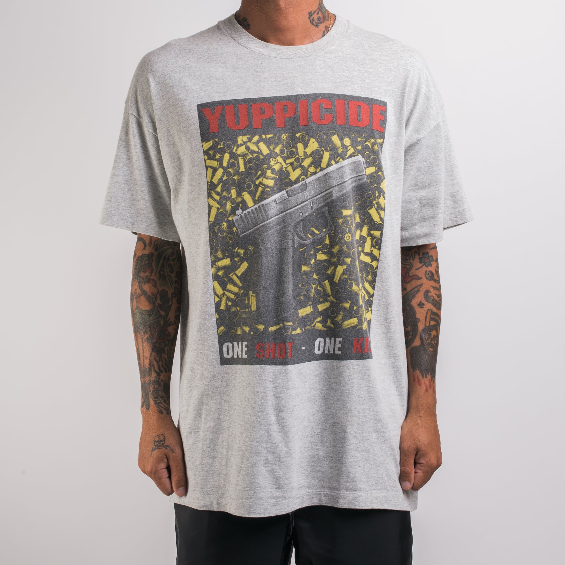 Vintage 90’s Yuppicide One Shot - One Kill T-Shirt – Mills Vintage USA