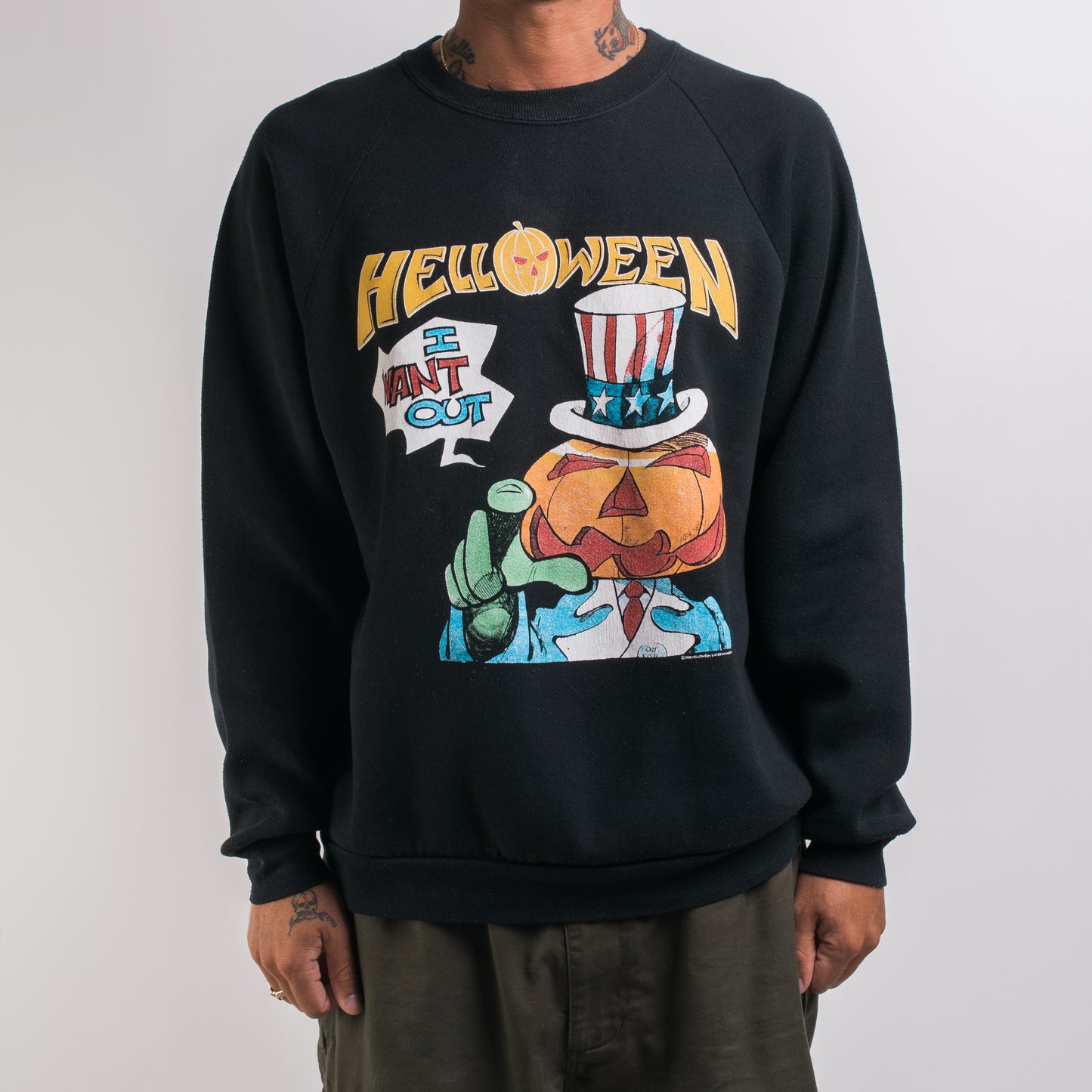 Vintage 1988 Halloween Pumpkins Fly Free Tour Sweatshirt