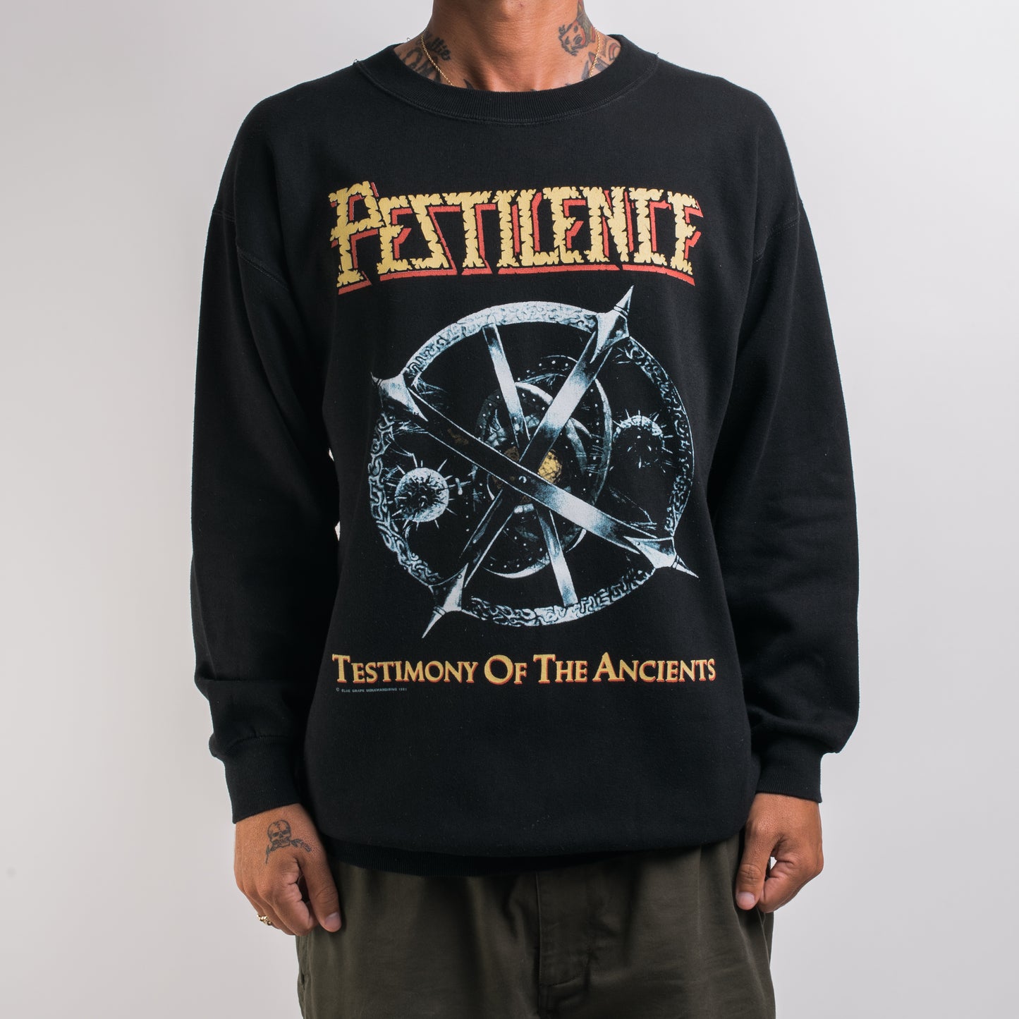 Vintage 1992 Pestilence Testimony Of The Ancients Tour Sweatshirt