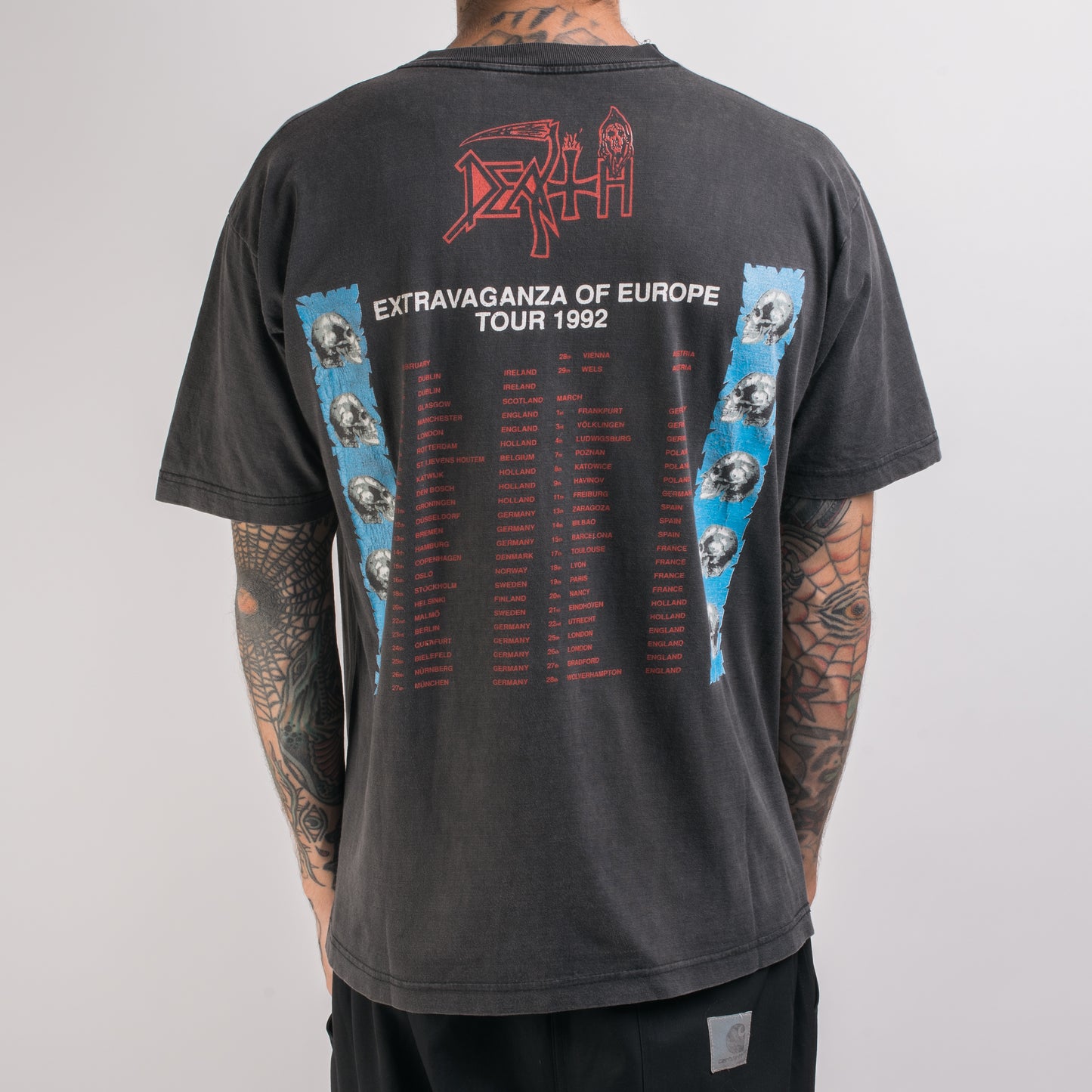 Vintage 1992 Death Extravaganza Of Europe Tour T-Shirt